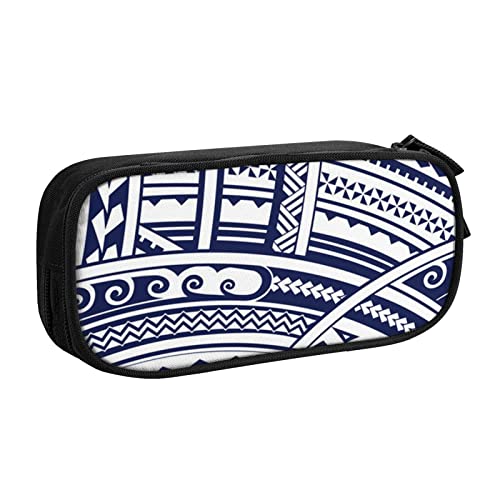 FLYIFE Blaue polynesische Maori Tribal Muster große Federtasche mit 2 Fächern Federmäppchen Federmäppchen Federmäppchen Tasche Organizer für Mädchen Jungen Student Schule Büro Uni -, Schwarz , Einheitsgröße, Schulranzen von FLYIFE