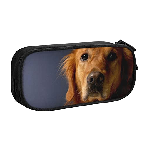 FLYIFE Golden Retriever Große Federtasche mit 2 Fächern Federmäppchen Federmäppchen Bleistiftbeutel Tasche Organizer für Mädchen Jungen Student Schule Büro Universität, Schwarz , Einheitsgröße, Schulranzen von FLYIFE