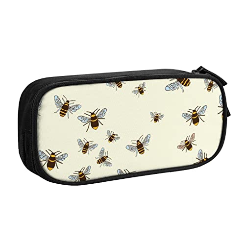 FLYIFE Honey Bee Große Federtasche mit 2 Fächern Federmäppchen Federmäppchen Beutel Organizer für Mädchen Jungen Student Schule Büro Uni -, Schwarz , Einheitsgröße, Schulranzen von FLYIFE