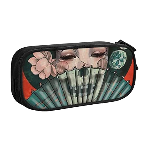 FLYIFE Japanische Geisha große Federmäppchen mit 2 Fächern, Federmäppchen, Federmäppchen, Tasche, Organizer für Mädchen, Jungen, Studenten, Schule, Büro, Universität, Schwarz , Einheitsgröße, Schulranzen von FLYIFE