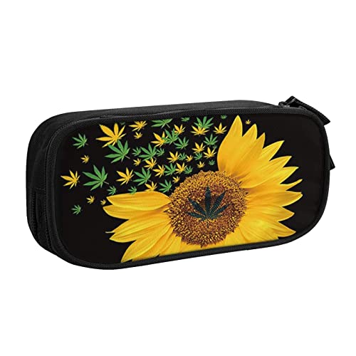 FLYIFE Sunflower Art Blumen Große Federtasche mit 2 Fächern Federmäppchen Federmäppchen Federmäppchen Tasche Organizer für Mädchen Jungen Student Schule Büro Universität, Schwarz , Einheitsgröße, Schulranzen von FLYIFE