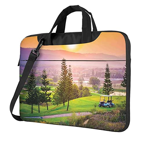 Golden Retriever bedruckte Laptop-Umhängetasche – Kuriertasche, Aktentasche, Computertasche, Tasche für Damen und Herren, Golf Resort Park, 13 inch von FLYIFE