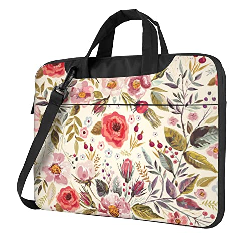 Golden Retriever bedruckte Laptop-Umhängetasche – Kuriertasche, Aktentasche, Computertasche, Tasche für Damen und Herren, Rustikale Rosenblüte, 15.6 inch von FLYIFE