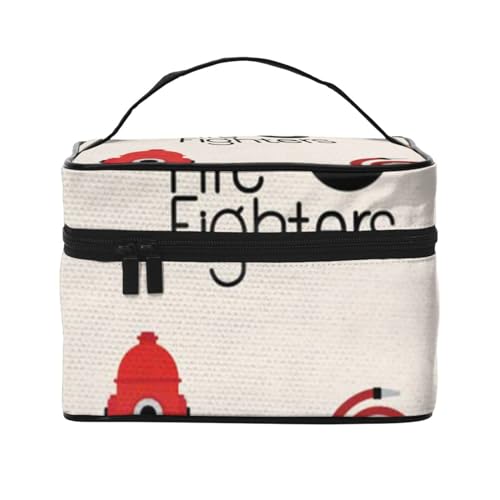 Kosmetiktasche mit Leopardenmuster, tragbar, Kosmetiktasche, Aufbewahrungstasche, Little Boys And Girls In Firefighters, Einheitsgröße von FLYIFE