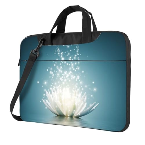 Laptop-Umhängetasche mit Blumenmuster, Kolibri-Stickerei, bedruckt, Kuriertasche, Aktentasche, Computertasche, Tasche für Damen und Herren, Asiatische Lotusblume, 15.6 inch von FLYIFE