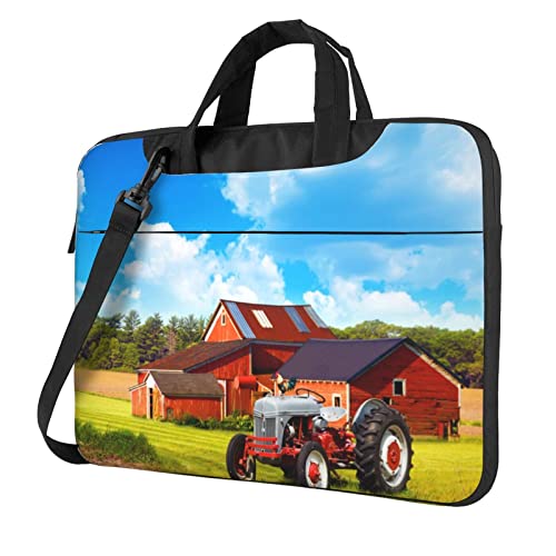 Laptop-Umhängetasche mit Blumenmuster, Kolibri-Stickerei, bedruckt, Kuriertasche, Aktentasche, Computertasche, Tasche für Damen und Herren, Firma Farm Traktor, 14 inch von FLYIFE