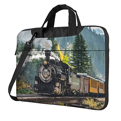 Laptop-Umhängetasche mit Dampfzug bedruckt, Kuriertasche, Aktentasche, Computertasche, Tasche für Damen und Herren, Dampfzug, 13 inch von FLYIFE