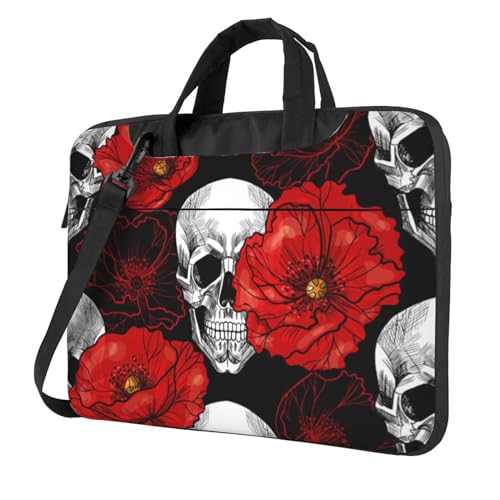 Laptop-Umhängetasche mit Dampfzug bedruckt, Kuriertasche, Aktentasche, Computertasche, Tasche für Damen und Herren, Halloween Totenkopf, 14 inch von FLYIFE