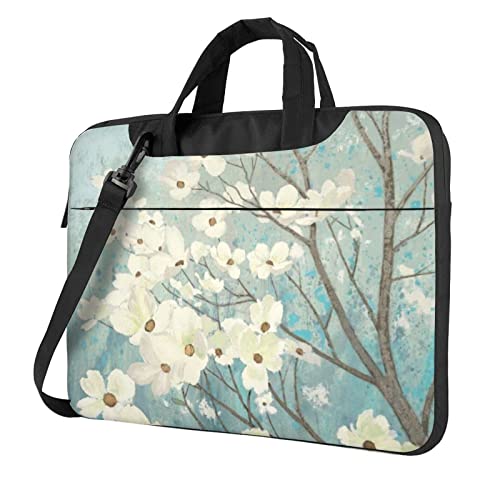 Laptop-Umhängetasche mit Golfplatz-Motiv, Kuriertasche, Aktentasche, Computertasche, Tasche für Damen und Herren, Frühlings-Dogwood Blüten, 13 inch von FLYIFE