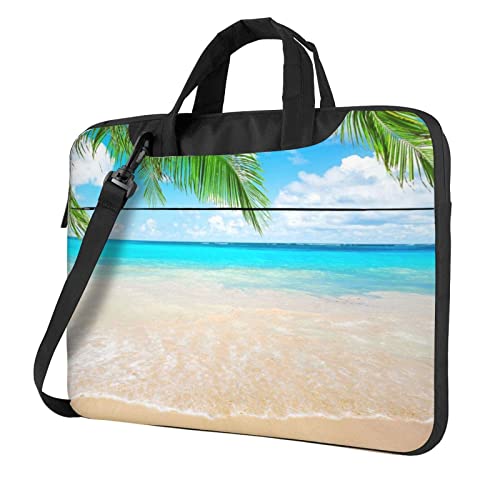 Laptop-Umhängetasche mit Golfplatz-Motiv, Kuriertasche, Aktentasche, Computertasche, Tasche für Damen und Herren, Tropische Strandpflanze, 14 inch von FLYIFE