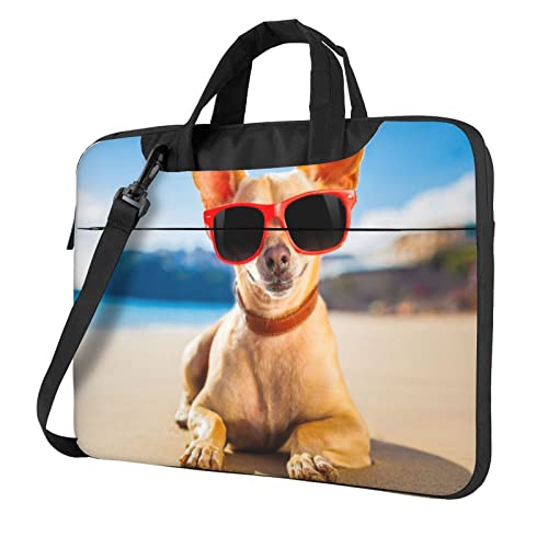 Laptop-Umhängetasche mit Gothic-Motiv und schwarzen Rosen – Kuriertasche, Aktentasche, Computertasche, Tasche für Damen und Herren, Chihuahua, 15.6 inch von FLYIFE