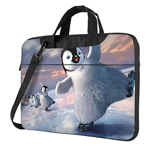 Laptop-Umhängetasche mit Jagdmotiv und Bär, Elch, bedruckt, Kuriertasche, Aktentasche, Computertasche, Tasche für Damen und Herren, Happy Pinguin, 15.6 inch von FLYIFE