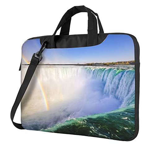 Laptop-Umhängetasche mit Katzen- und Reflexionstiger-Tierdruck, Kuriertasche, Aktentasche, Computertasche, Tasche für Damen und Herren, Niagara-Fälle, 13 inch von FLYIFE