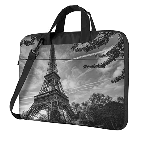 Laptop-Umhängetasche mit Landschaftsmalerei, bedruckt, Kuriertasche, Aktentasche, Computertasche, Tasche für Damen und Herren, Eiffelturm-Muster, 15.6 inch von FLYIFE