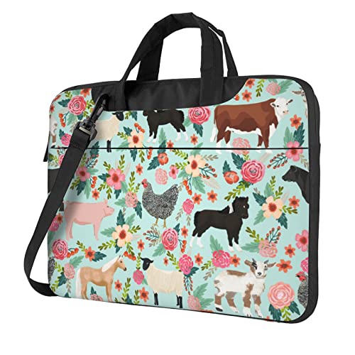 Laptop-Umhängetasche mit Landschaftsmalerei, bedruckt, Kuriertasche, Aktentasche, Computertasche, Tasche für Damen und Herren, FARM TIER, 13 inch von FLYIFE