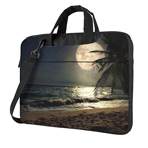 Laptop-Umhängetasche mit Landschaftsmalerei, bedruckt, Kuriertasche, Aktentasche, Computertasche, Tasche für Damen und Herren, Tropische Strandpalme, 13 inch von FLYIFE