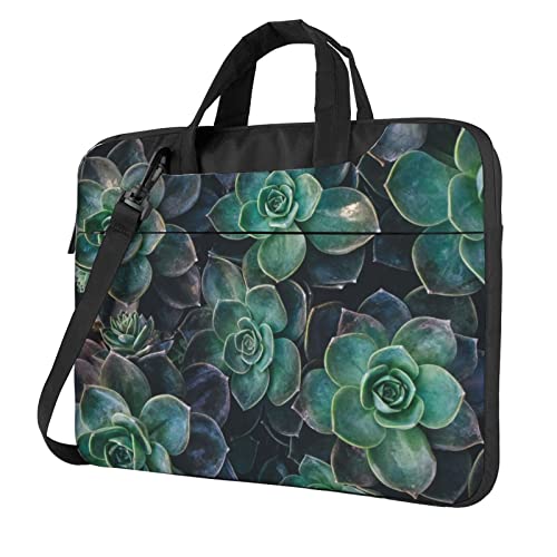 Laptop-Umhängetasche mit Laufpferd-Motiv, Kuriertasche, Aktentasche, Computertasche, Tasche für Damen und Herren, Grüne Sukkulente, 13 inch von FLYIFE