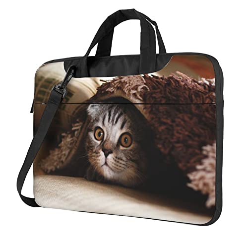 Laptop-Umhängetasche mit Laufpferd-Motiv, Kuriertasche, Aktentasche, Computertasche, Tasche für Damen und Herren, Katzen-Unterdecke, 14 inch von FLYIFE