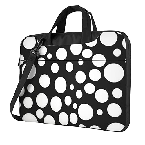 Laptop-Umhängetasche mit Marmor-Aufdruck, Kuriertasche, Aktentasche, Computer-Tasche, für Damen und Herren, Schwarz, Scwharz und Weiß gepunktet, 13 inch von FLYIFE