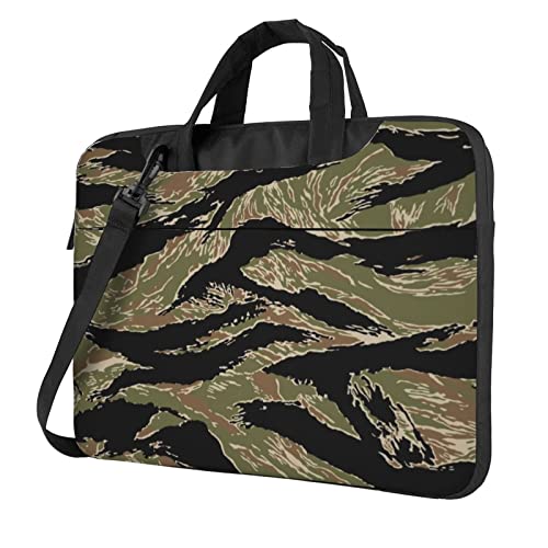 Laptop-Umhängetasche mit Marmor-Aufdruck, Kuriertasche, Aktentasche, Computer-Tasche, für Damen und Herren, Schwarz, Tiger Stripe Camo, 14 inch von FLYIFE