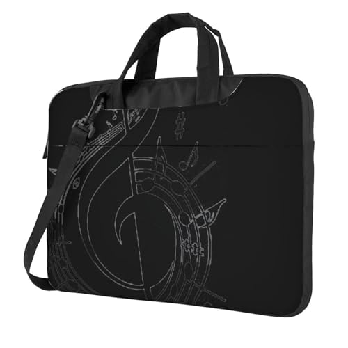 Laptop-Umhängetasche mit Musikdruck, Kuriertasche, Aktentasche, Computertasche für Damen und Herren, Musik, 14 inch von FLYIFE