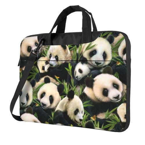 Laptop-Umhängetasche mit Paillettenmuster – Kuriertasche, Aktentasche, Computertasche, Tasche für Damen und Herren, Panda, 13 inch von FLYIFE