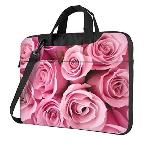 Laptop-Umhängetasche mit Wolfs-Heulung auf dem Mond, bedruckt, Kuriertasche, Aktentasche, Computertasche, Tasche für Damen und Herren, Rosa, 13 inch von FLYIFE