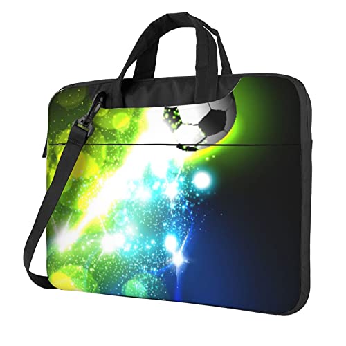 Laptop-Umhängetasche mit Wolfs-Heulung auf dem Mond, bedruckt, Messenger-Aktentasche, Computer-Tasche, für Damen und Herren, Cooler Fußball, 14 inch von FLYIFE