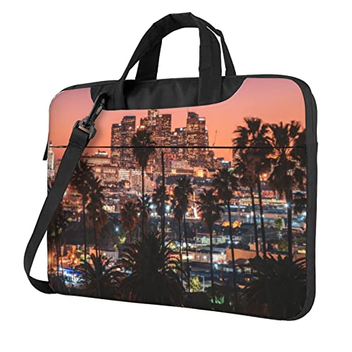 Laptop-Umhängetasche mit Ziegen-Motiv, Kuriertasche, Aktentasche, Computertasche, Tasche für Damen und Herren, Los Angeles Palmen, 13 inch von FLYIFE