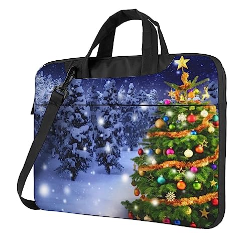 Laptop-Umhängetasche mit buntem Schmetterlings-Motiv, Kuriertasche, Aktentasche, Computer-Tasche für Damen und Herren, Weihnachtsbaum, 15.6 inch von FLYIFE