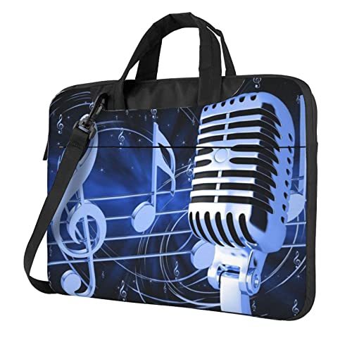 Laptop-Umhängetasche mit niedlichem Waschbär-Motiv, Kuriertasche, Aktentasche, Computer-Tasche, für Damen und Herren, Mikrofon mit Musiknoten, 14 inch von FLYIFE