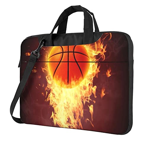 Laptop-Umhängetasche mit pinkem Flamingo-Druck, Kuriertasche, Aktentasche, Computertasche, Tasche für Damen und Herren, Basketball, 13 inch von FLYIFE