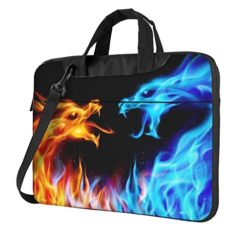 Laptop-Umhängetasche mit schönem roten Mohnblumen-Druck, Kuriertasche, Aktentasche, Computer-Tasche, für Damen und Herren, Eis- und Feuerdrachen, 13 inch von FLYIFE