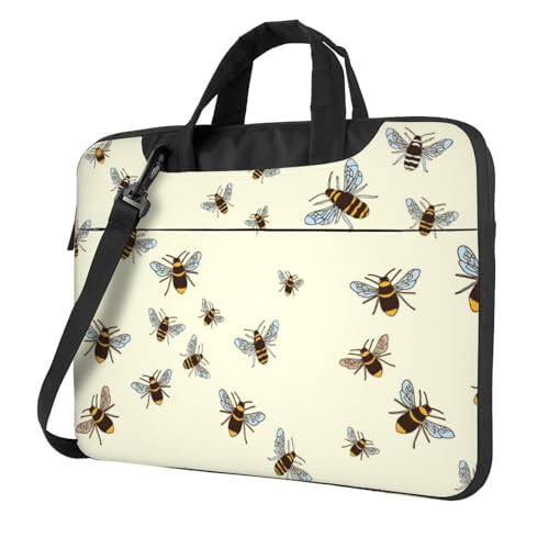 Laptop-Umhängetasche mit schönem roten Mohnblumen-Druck, Kuriertasche, Aktentasche, Computer-Tasche, für Damen und Herren, Honigbiene, 13 inch von FLYIFE