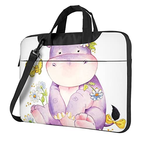 Laptop-Umhängetasche mit schönem roten Mohnblumen-Druck, Kuriertasche, Aktentasche, Computer-Tasche, für Damen und Herren, Schmetterling und Nilpferd, 14 inch von FLYIFE