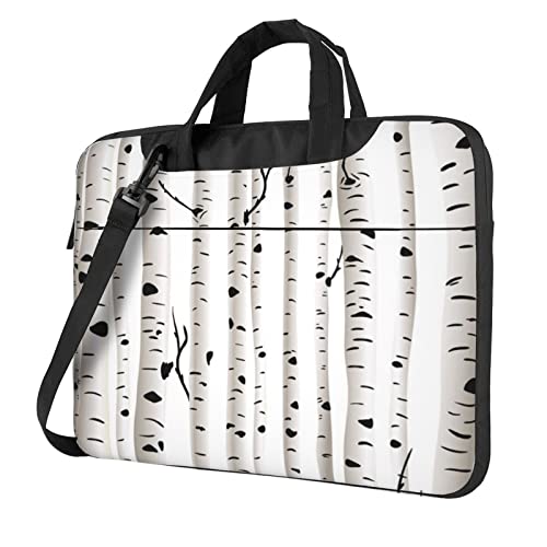 Laptop-Umhängetasche mit tropischen Vögeln und Pflanzenblättern, bedruckt, Kuriertasche, Aktentasche, Computertasche für Damen und Herren, Birkenbaum, 15.6 inch von FLYIFE