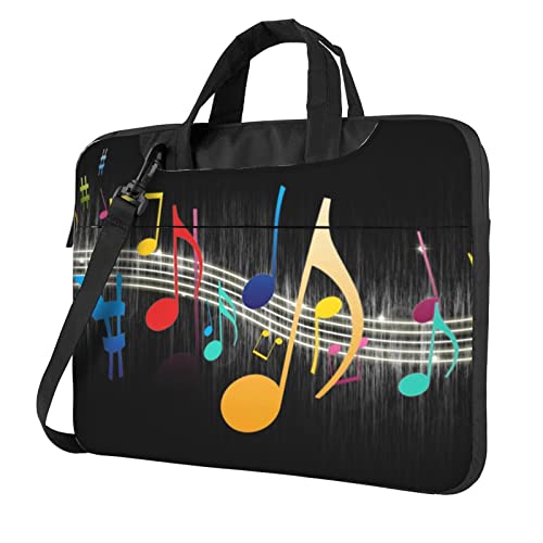 Laptop-Umhängetasche mit tropischen Vögeln und Pflanzenblättern, bedruckt, Kuriertasche, Aktentasche, Computertasche für Damen und Herren, Bunte Musiknoten, 13 inch von FLYIFE