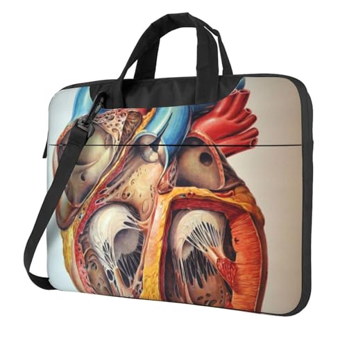 Laptop-Umhängetasche mit zweifarbigem Papageien-Motiv, Kuriertasche, Aktentasche, Computer-Tasche, für Damen und Herren, Herzdiagramm menschliche Anatomie, 13 inch von FLYIFE