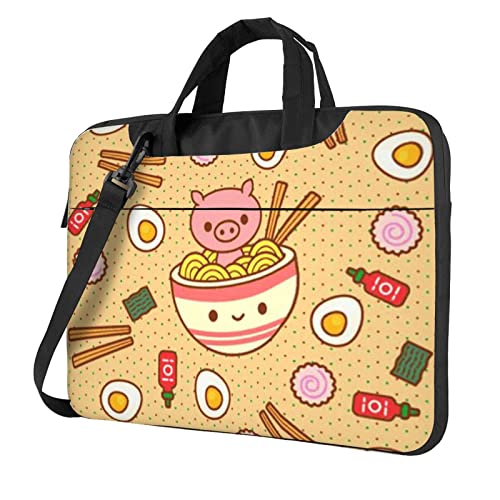 Laptop-Umhängetasche mit zweifarbigem Papageien-Motiv, Kuriertasche, Aktentasche, Computer-Tasche, für Damen und Herren, Leckerer Süßer Ramen, 13 inch von FLYIFE