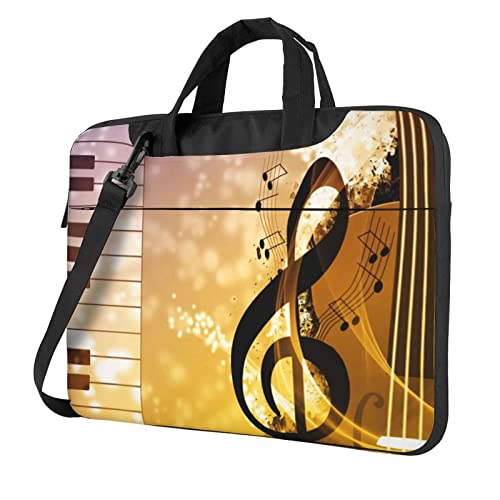 Mexikanische Volkskunst Boho bedruckte Laptop-Umhängetasche – Kuriertasche, Aktentasche, Computertasche für Damen und Herren, Musiknoten für Klavier / Violine, 15.6 inch von FLYIFE