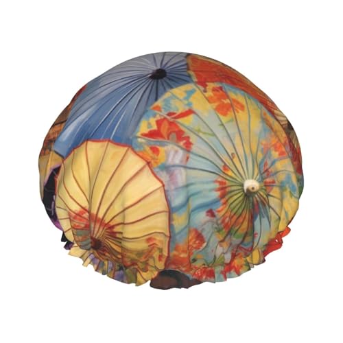 Ölpapier-Regenschirme, bedruckt, Duschhaube für Damen und Herren, wiederverwendbar, doppellagig, Stoff, Badekappe für Mädchen Ölpapier-Regenschirme, bedruckt, Duschhaube für Damen und Herren, wiederverwendbar, doppellagig, Stoff, Badekappe für Mädchen von FLYIFE