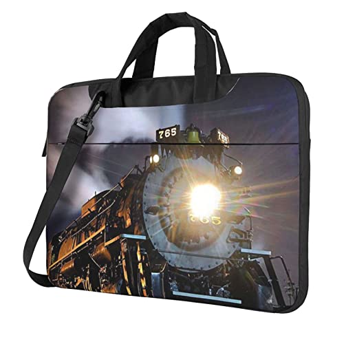 Paris Eiffelturm-Blumen-bedruckte Laptop-Umhängetasche – Kuriertasche, Aktentasche, Computertasche, Tasche für Damen und Herren, Dampfzug, 14 inch von FLYIFE