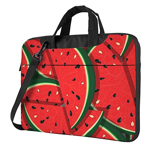 Paris Eiffelturm-Blumen-bedruckte Laptop-Umhängetasche – Kuriertasche, Aktentasche, Computertasche, Tasche für Damen und Herren, Rote Wassermelone, 14 inch von FLYIFE