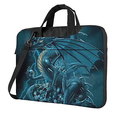 Paris Eiffelturm-Blumen-bedruckte Laptop-Umhängetasche – Kuriertasche, Aktentasche, Computertasche, Tasche für Damen und Herren, drache, 15.6 inch von FLYIFE