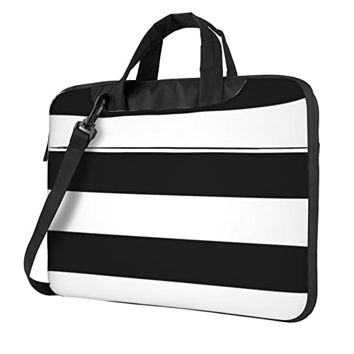 Postal Stationery bedruckte Laptop-Umhängetasche – Kuriertasche, Aktentasche, Computertasche, Tasche für Damen und Herren, Streifen schwarz weiß, 15.6 inch von FLYIFE