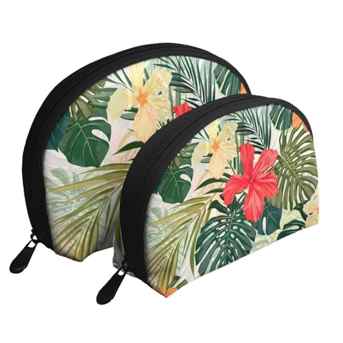 Reise-Make-up-Taschenset mit Monarch-Schmetterlingen, Kulturbeutel mit Reißverschluss, Muschelförmige Kosmetiktasche, Organizer für Damen und Mädchen, Sommer Hawaii., Einheitsgröße, Kosmetiktasche von FLYIFE