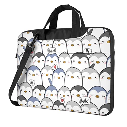 Rocky Mountains bedruckte Laptop-Umhängetasche – Kuriertasche, Aktentasche, Computertasche, Tasche für Damen und Herren, Süßer Pinguin, 14 inch von FLYIFE