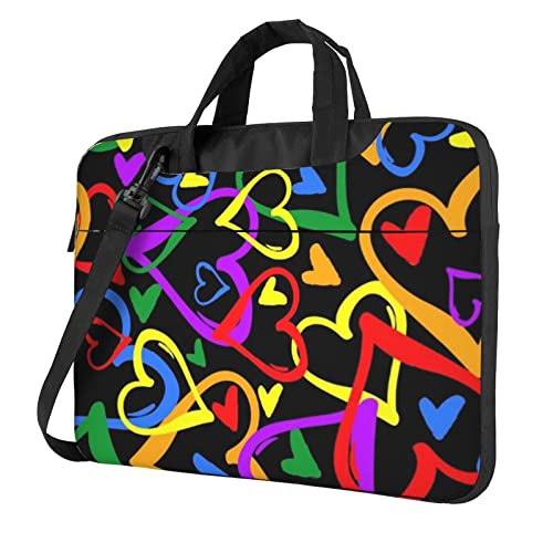 Schöne Laptop-Umhängetasche mit Schmetterlingsdruck, Messenger-Aktentasche, Computer-Tasche für Damen und Herren, Gay Pride Regenbogen, 13 inch von FLYIFE