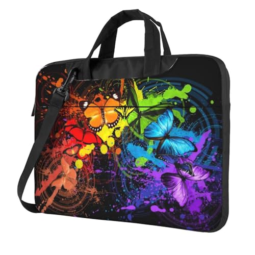 Schöne Laptop-Umhängetasche mit Schmetterlingsdruck, Messenger-Aktentasche, Computer-Tasche für Damen und Herren, Graffiti-Schmetterling, 14 inch von FLYIFE