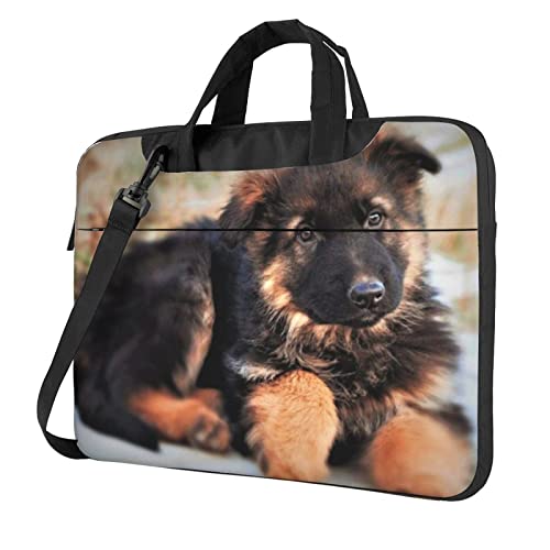 Schöne Laptop-Umhängetasche mit Schmetterlingsdruck, Messenger-Aktentasche, Computer-Tasche für Damen und Herren, Niedlicher Schäferhund, 14 inch von FLYIFE